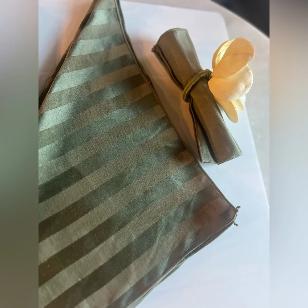 Vintage Sage Green Striped Cloth Napkins Set of 6 –Z Gallerie – Table Setting